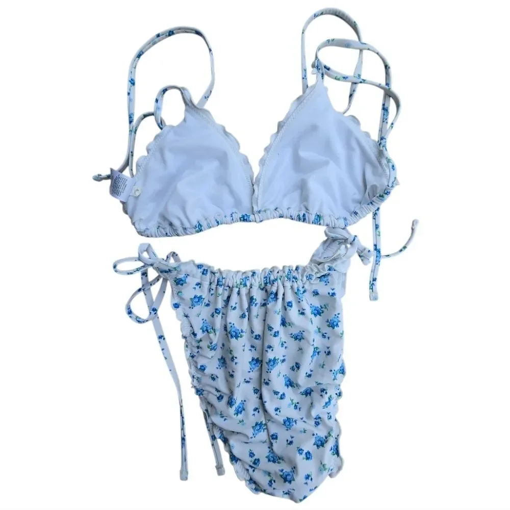 NEW- Wild Fable White and Blue Floral Bikini